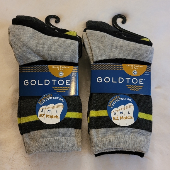Gold Toe Youth EZ Match Dress Fashion Socks 6 Pair New With Tag Size Medium - Picture 1 of 8